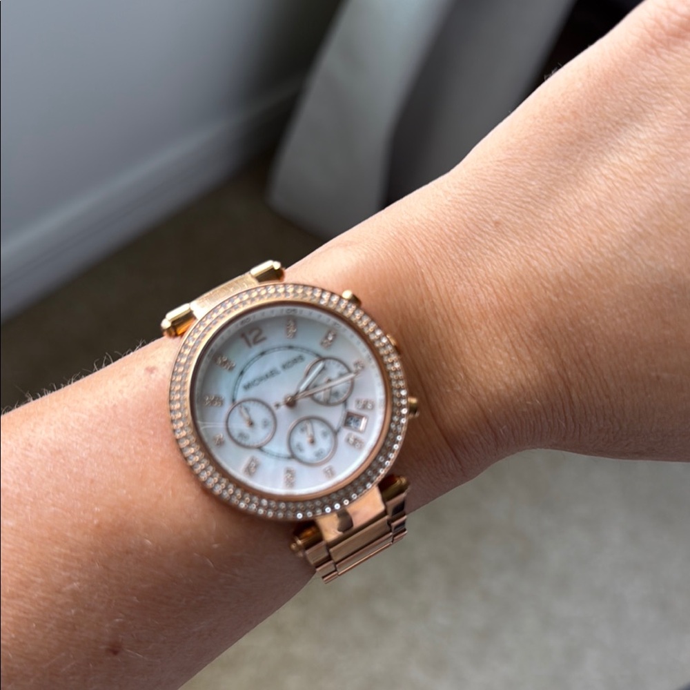 Michael Kors Gold Watch with Mother-of-Pearl Dial - Picture 3 of 6